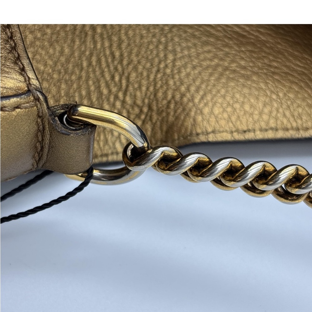 Authentic Gucci Metallic Gold Soho Chain Flap Bag Shoulder Crossbody - Picture 16 of 16